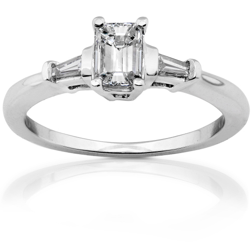 Emerald Cut Diamond Ring in 14k White Gold 1/2ct TW